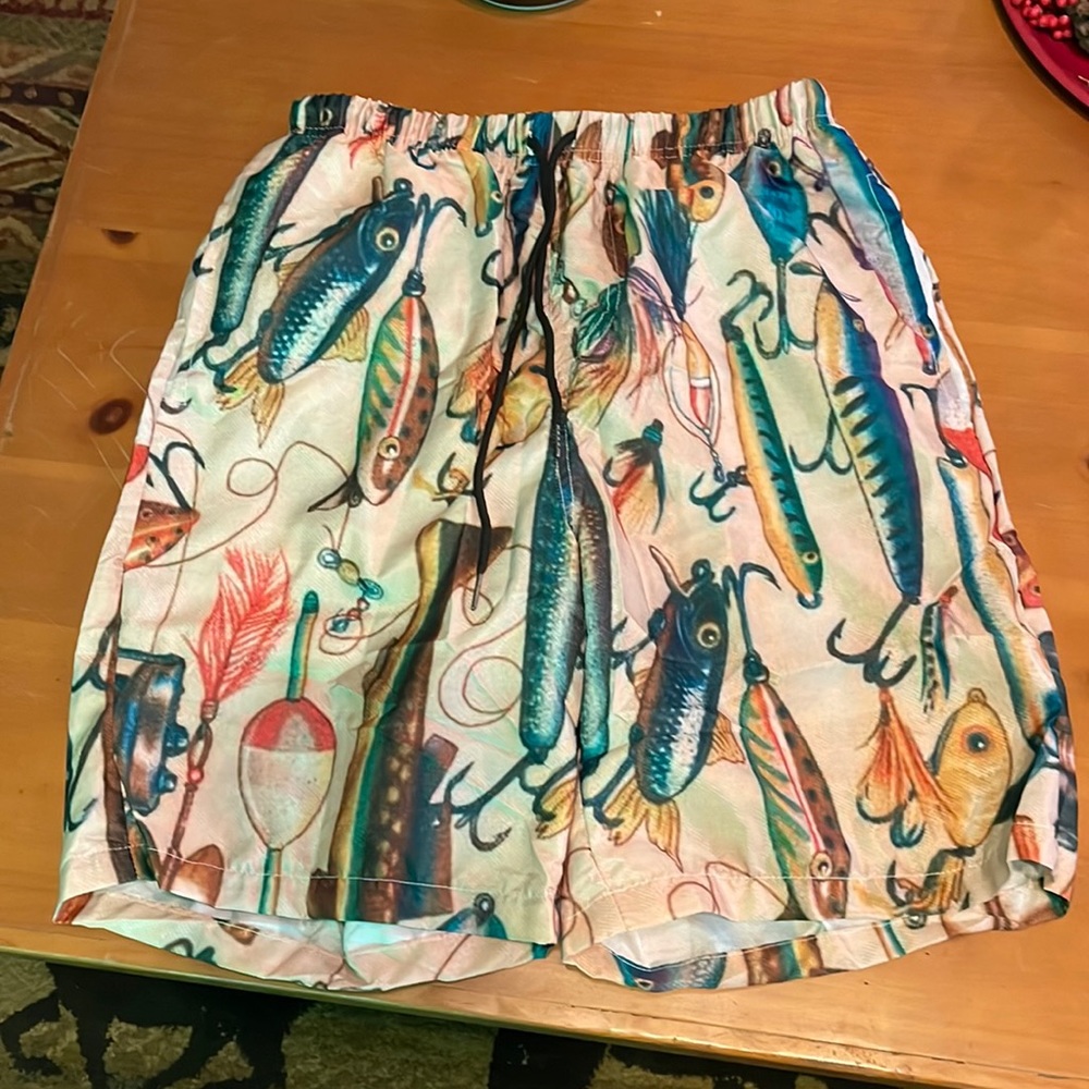 Unique fishing lure swim shorts - never used